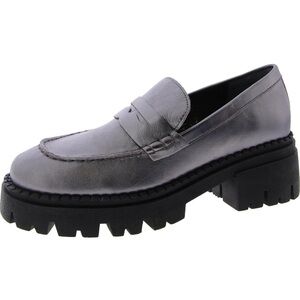 Free People Silver Loafers with Chunky Black Sole